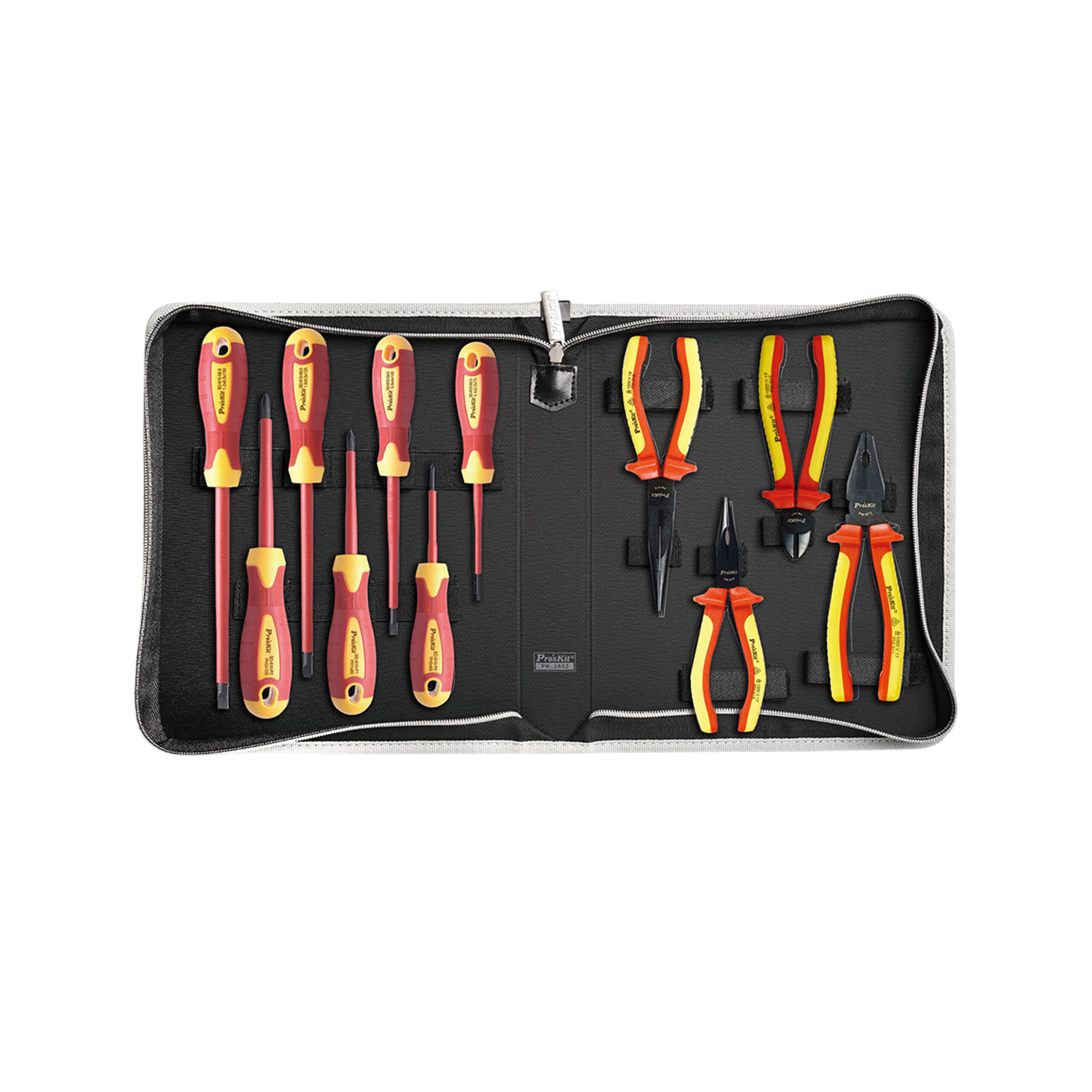 KIT PROSKIT DE 4 ALICATES Y 7 DESATORNILLADORES AISLADOS  1000V PK-2802