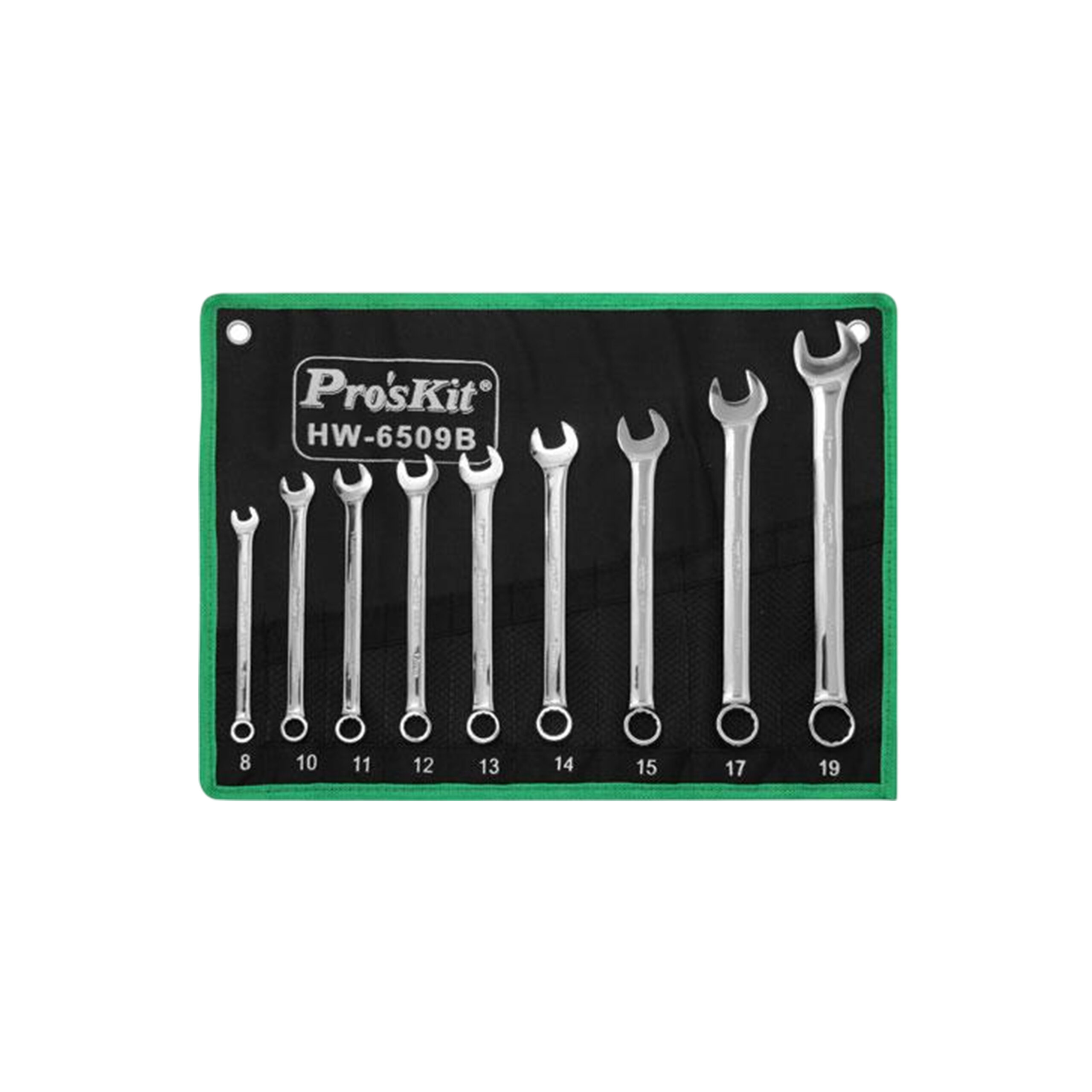 KIT PROSKIT DE LLAVE INGLESA FIJA (8, 10, 11, 12, 13, 14, 15, 17, 19MM) HW-6509B