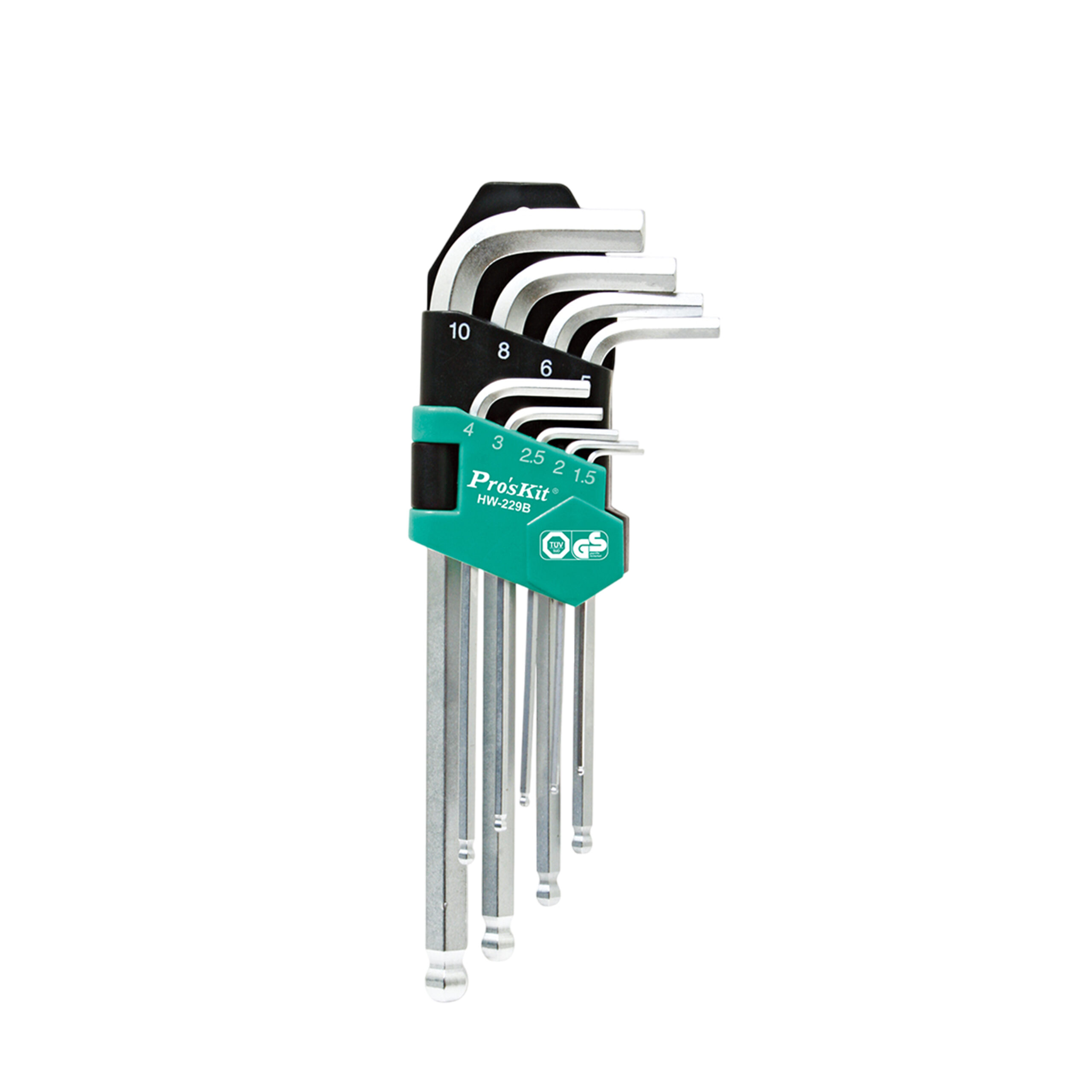 KIT PROSKIT DE LLAVES ALLEN HEXAGONALES  (1.5,2,2.5,3,4,5,6,8,10MM) HW-229B