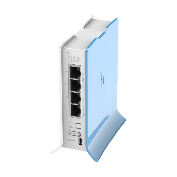 Router MikroTik hAP Lite, WiFi 2.4 GHz, 4 puertos Ethernet.