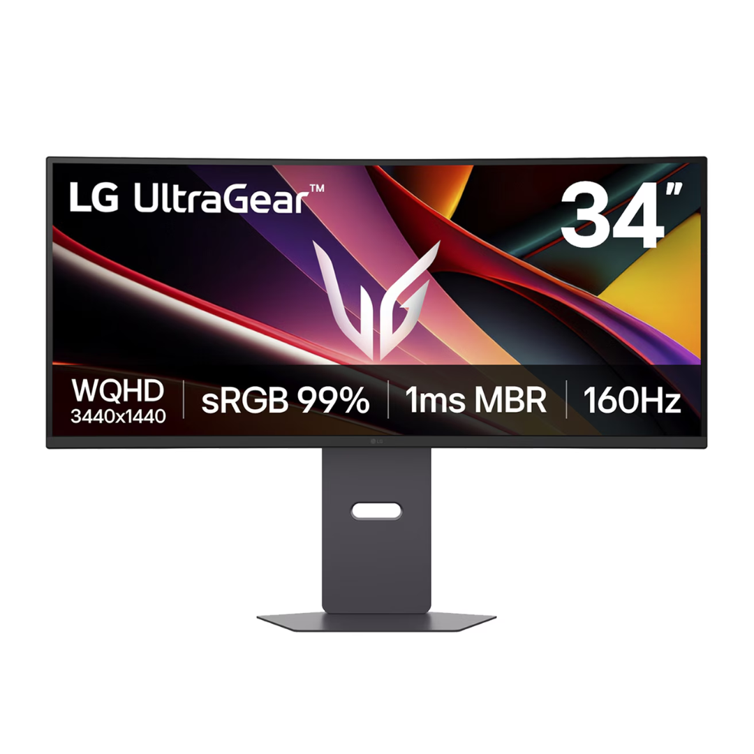 LG Monitor Gaming LG UltraGear, 34", VA, WQHD (3440X1440), 160Hz, 1 ms (MBR), 21:9, Curvo 1800R 34G600A