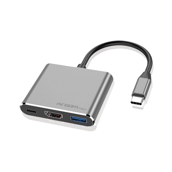 Adaptador Argom 3en1 USB Tipo C a HDMI/1xUSB3.0