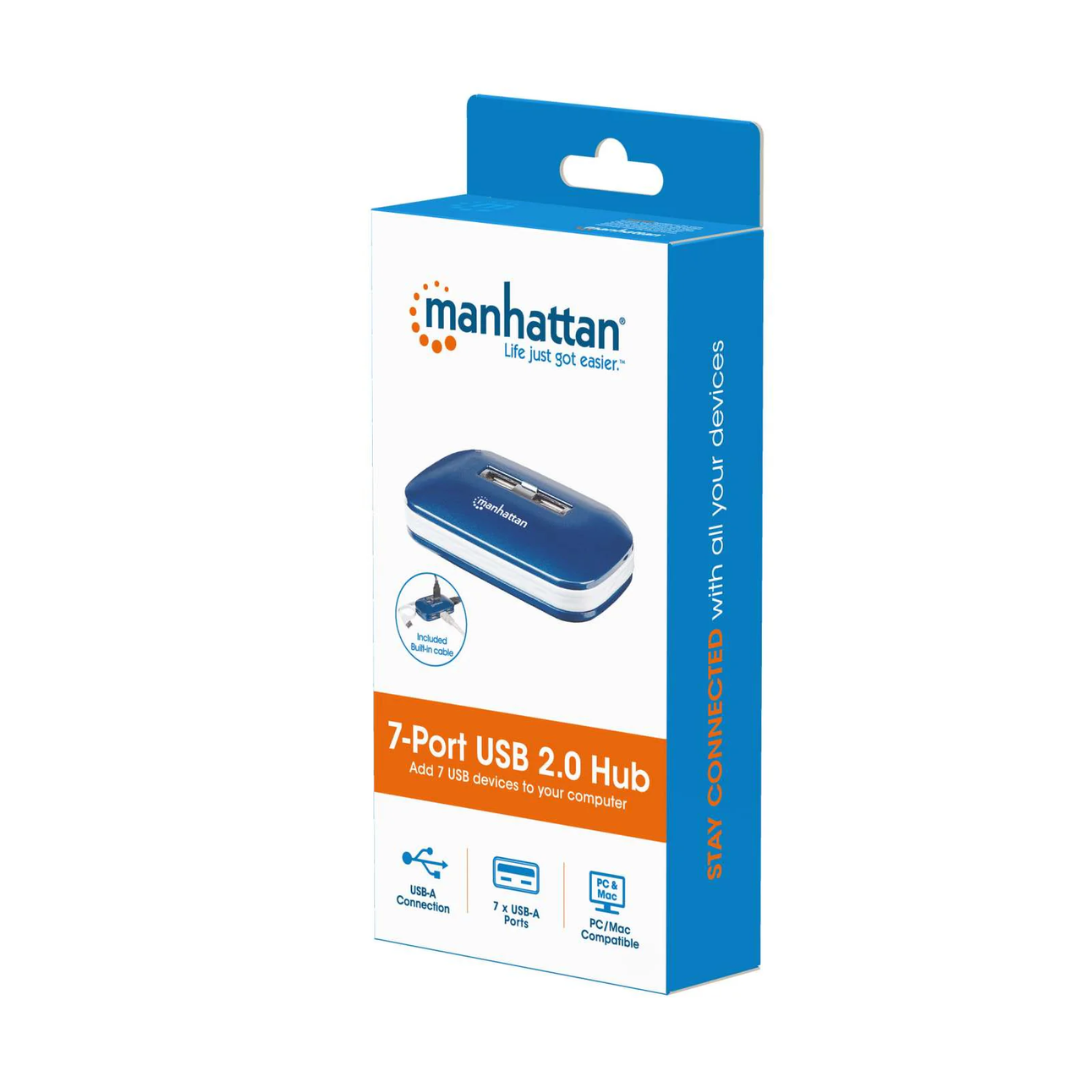 Mini Hub Manhattan 7 Puertos USB 2.0 A/C