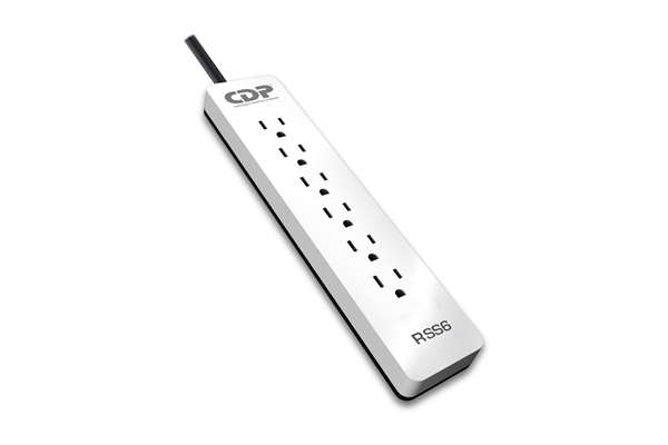 REGLETA CDP SUPRESOR DE PICOS 90 JOULES — 6 SALIDAS CA  1 METRO 1800 W R-SS6