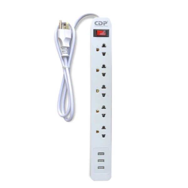 REGLETA CDP SUPRESOR DE PICOS CON 5 SALIDAS UNIVERSAL + 3 SALIDAS USB 1250W  RU-SS5