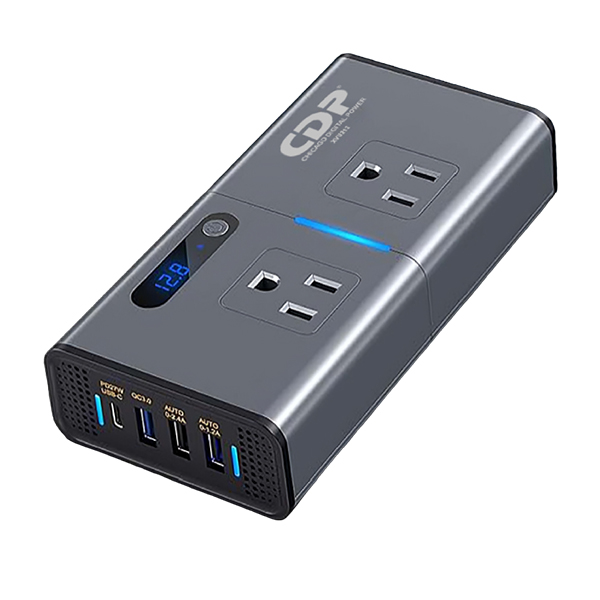 CARGADOR RAPIDO CDP INVERSOR 200W PD3. 0-30W 3 PUERTOS USB 1 TIPO-C 2 AC – DC12V-CARRO  XVU212