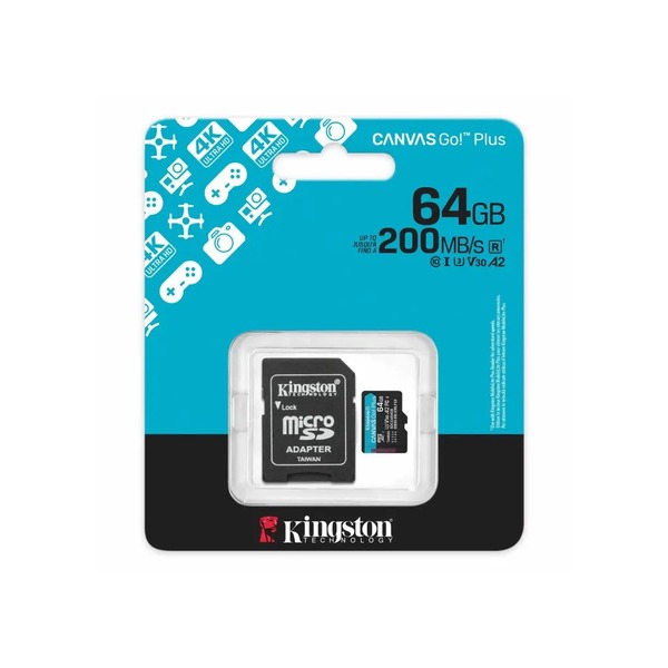 MEMORIA MICRO SD 64GB KINGSTON SDG4/64GB UHS-I V30 200MB/S 100MB/S ME6033