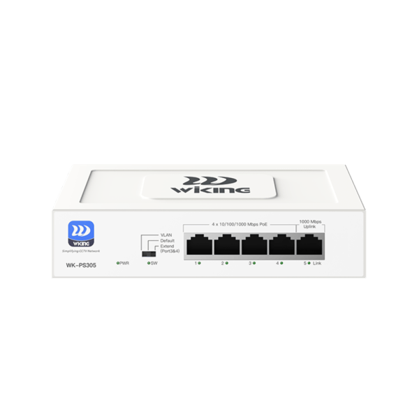 SWITCH WITEK 4 RJ45 GIGA POE 1 RJ45 UPLINK 55W WK-PS305