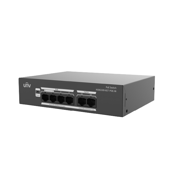 SWITCH UNIVIEW 4 PUERTOS POE 10/100/1000MBPS 2 PUERTOS DE 10/100/1000 MBPS 70W  NSW2100-6GT-POE-IN