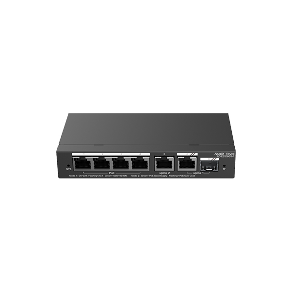 SWITCH RUIJIE-REYEE 6 PUERTOS 10/100/1000BASE-T 1 PUERTO SFP 1000BASE-X  4 PUERTOS POE  RG-ES206GS-P