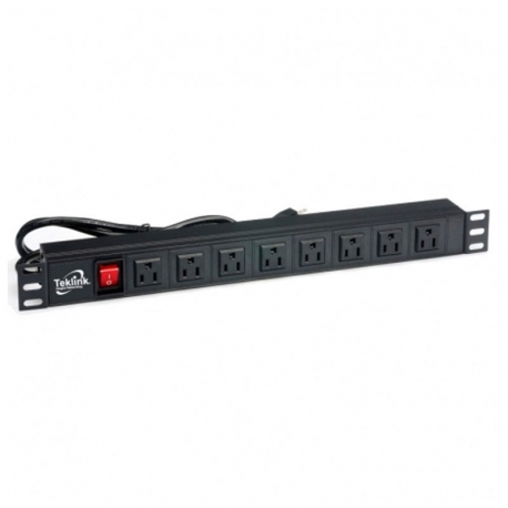 REGLETA PARA RACK 19″ ANCHO 8 TOMAS 15AMP 110 VOLTIOS 3 LUCES INDICATIVAS DE PROTECCIÓN TEKLINK