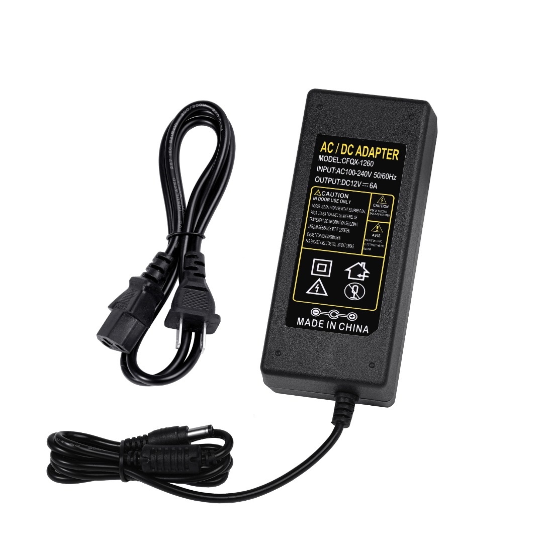 FUENTE DE PODER 12 V 6 AMP 100-240V   ADAPTADOR CORRIENTE ANTI INTERFERENCIA  72W  TEKLINK  FLM