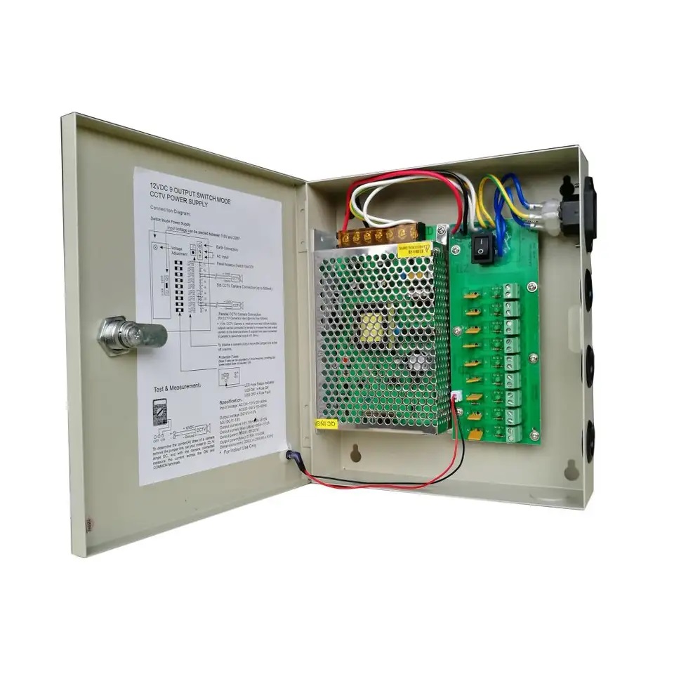 FUENTE DE PODER CENTRALIZADA 12 VOLTIOS 20 AMPERIOS 9CH  FLM PS1220A-9CH