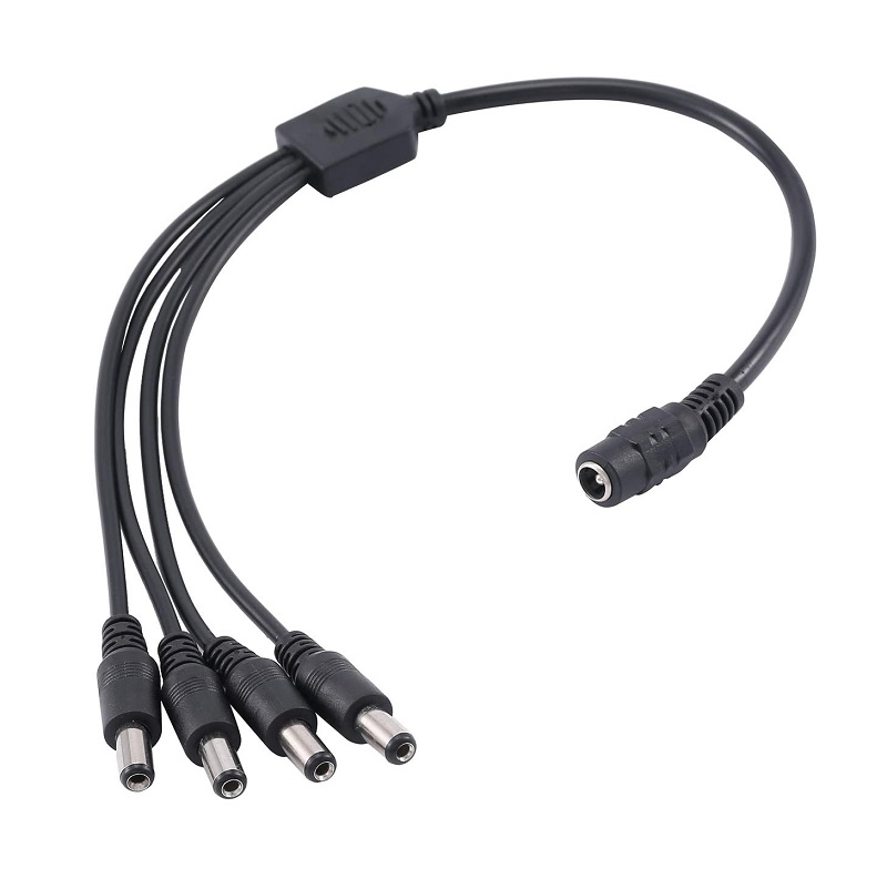 POWER SPLITTER CABLE 1 TO 4 – 1 JACK HEMBRA A 4 JACKS MACHO – CCTV TEKLINK  FLM