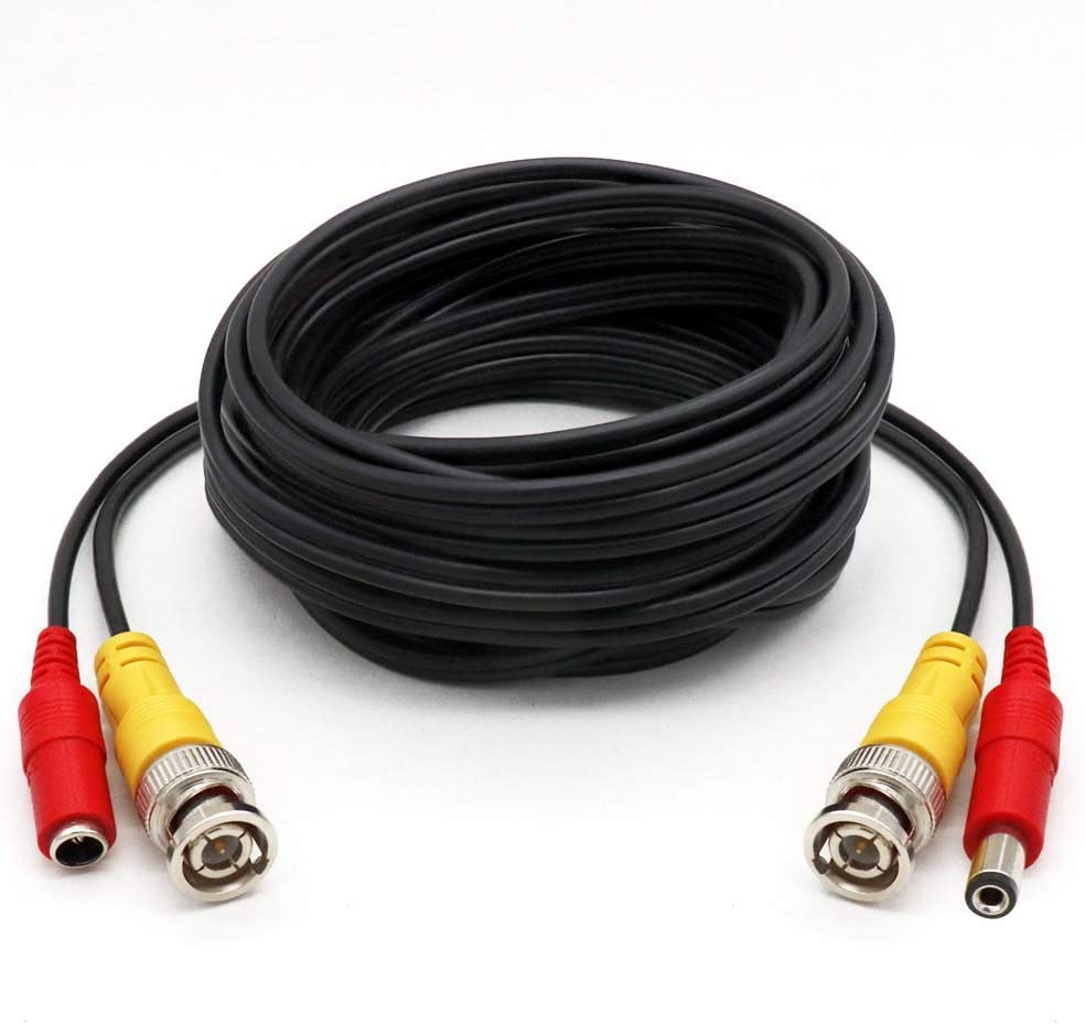 CABLE 20M CON CONECTOR BNC Y DC  PARA CAMARA A XVR COAXIAL – 20 METRO  FLM