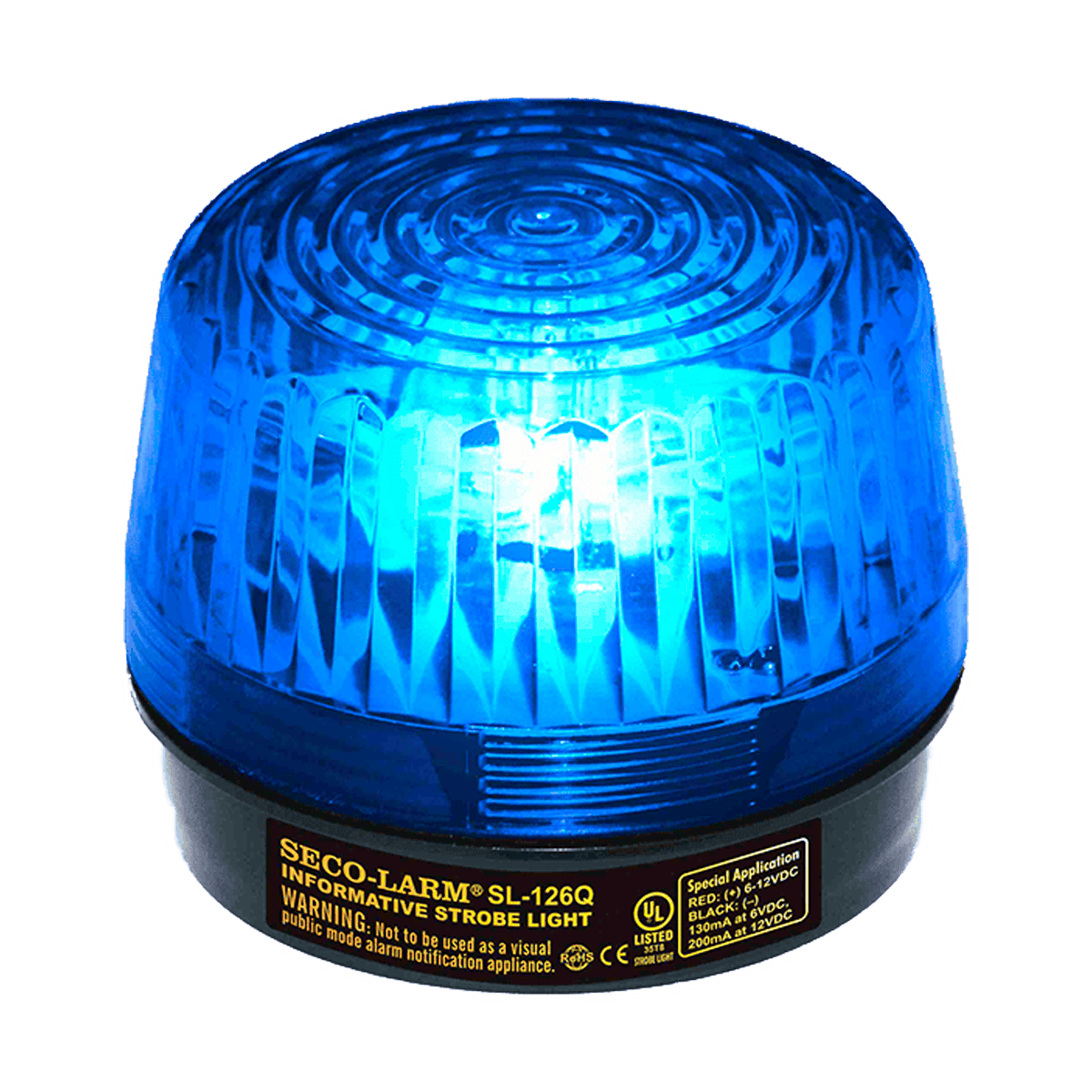 Luz estroboscópica, Enforcer, tubo de xenón, color azul, 6-12 V CC, UL, IP55, SL-126-A24Q-R