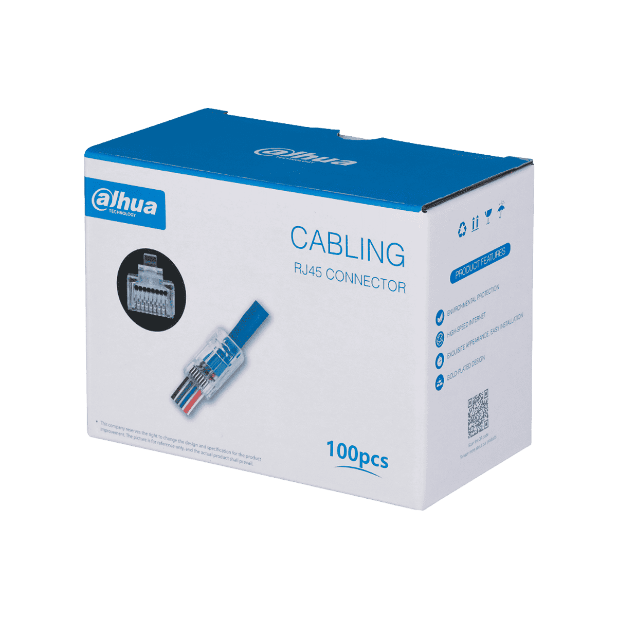 Conector RJ45 Dahua DH-PFM976-531-PT Cat5e UTP Pass Through 100 Unidades