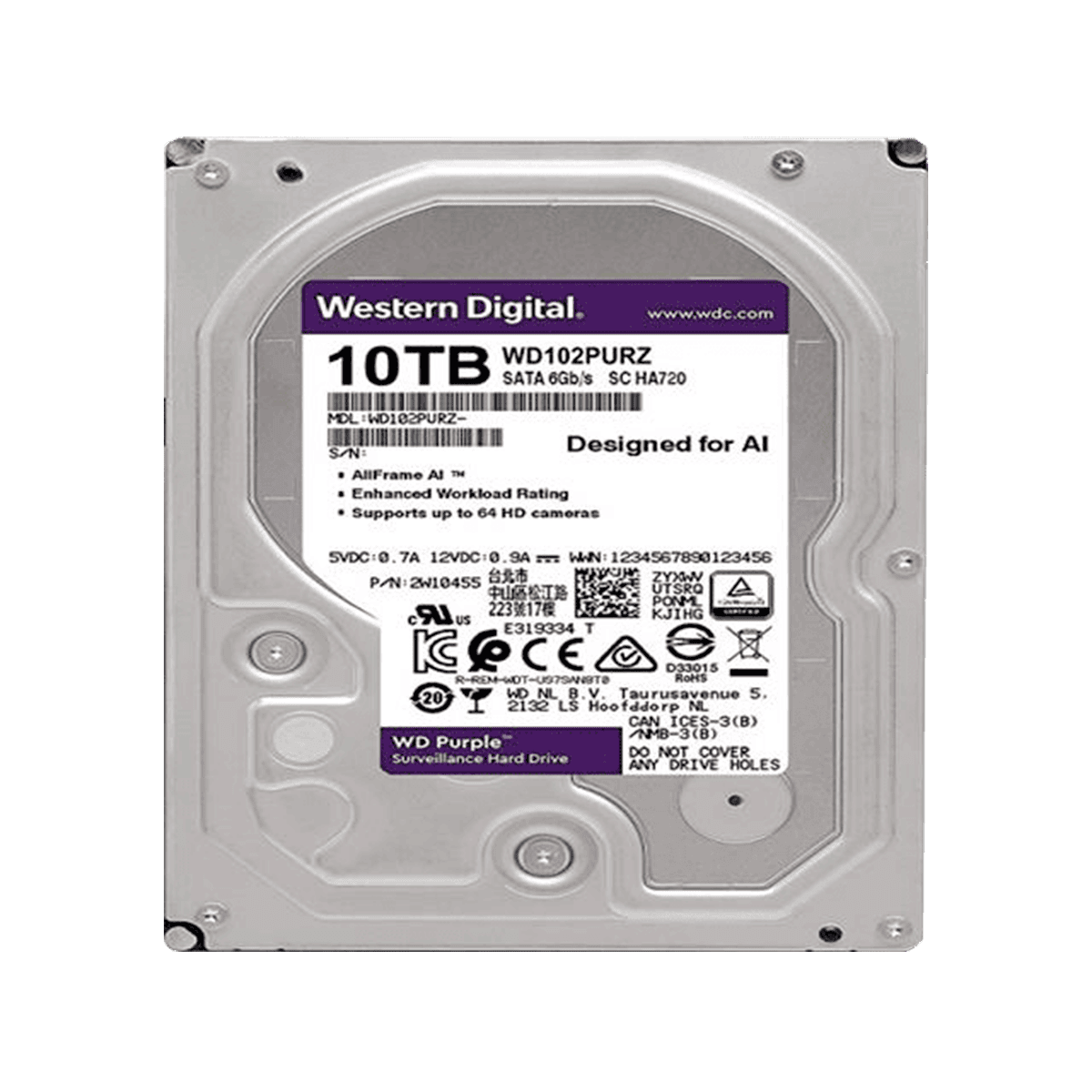 Disco Duro Western Digital WD Purple PRO 10 TB CCTV
