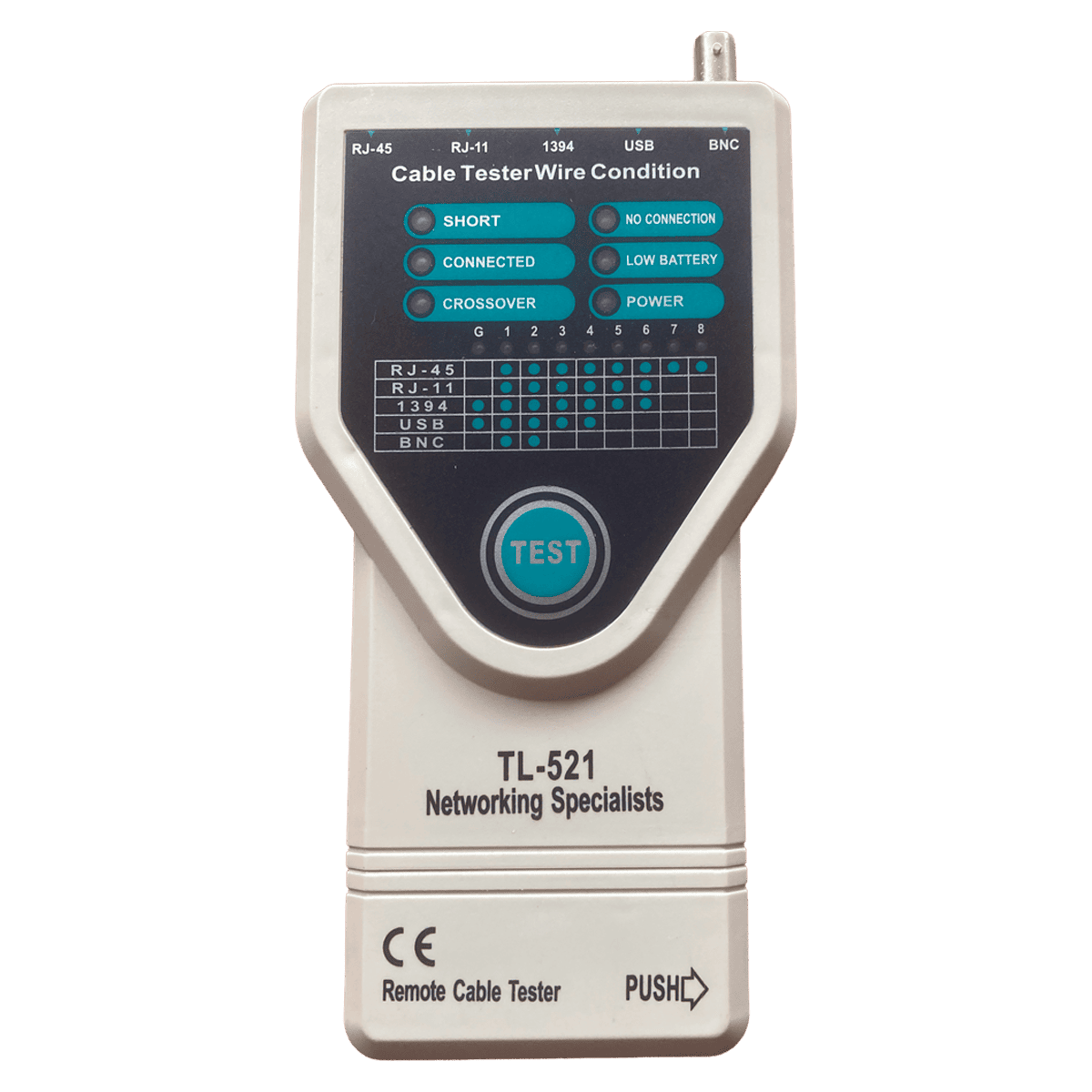 Probador de Cables Deluxe DLXTR521 UTP/STP RJ45/RJ11/RJ12 Multifunción