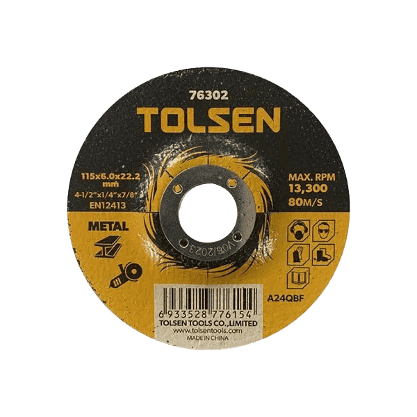 Disco para esmeril, Tolsen, para metal, 5pcs, 4-1/2″ x 1/4″ x 7/8″, 76302