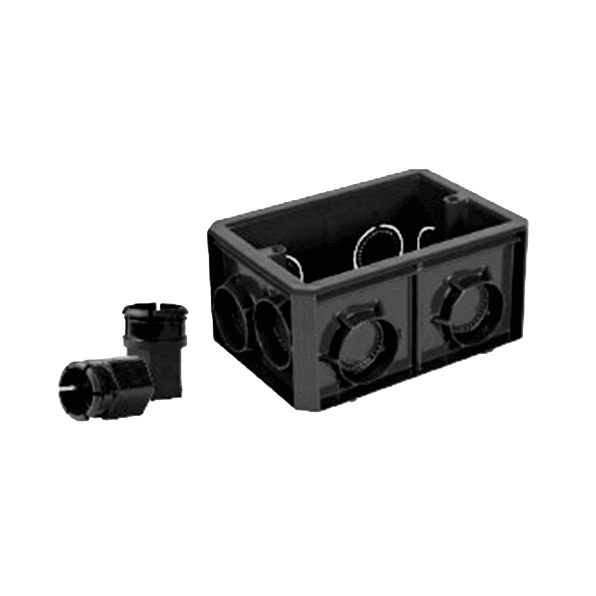 Caja Eléctrica Poliflex 4952 Rectangular 1/2 y 3/4 con Conectores Negro
