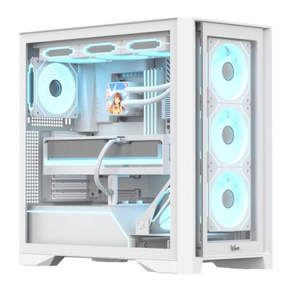 Gabinete para PC Formula V Line Air Power G8 Floe Mid Tower ATX 5 Ventiladores ARGB Blanco