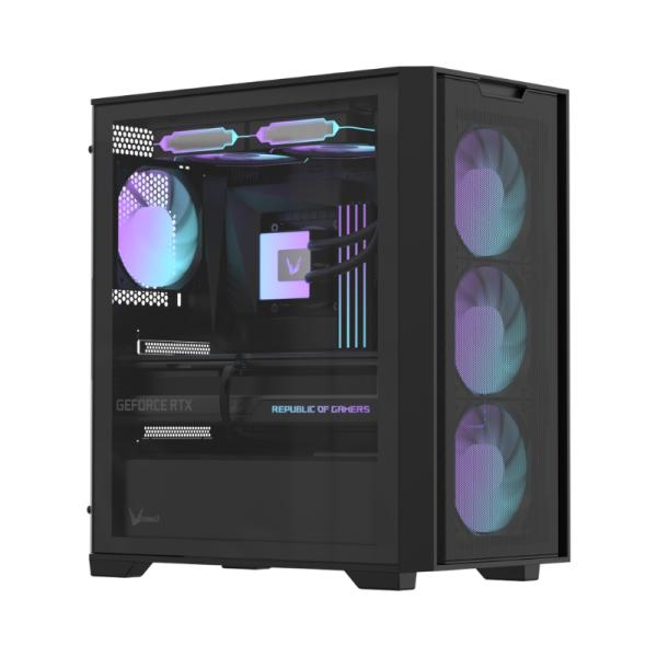 Gabinete para PC Formula V Line Air Mesh GX600 Plus Mid Tower Vidrio Templado 4 Ventiladores Negro