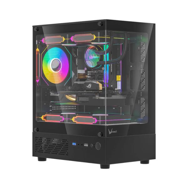Gabinete para PC Formula V Line Cristal Z1CM Plus AR Mini Tower 3 Ventiladores ARGB Negro