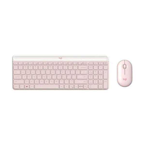 Combo Teclado y Mouse Logitech MK470 Slim Inalámbrico 2.4GHz Inglés Rosado