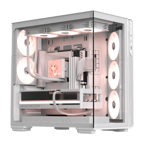Gabinete para PC Formula V Line Crystal Z7 PA Mid Tower 5 Ventiladores Blanco