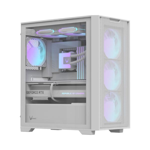 Gabinete para PC Formula V Line Air Mesh GX600 Plus Mid Tower Vidrio Templado 4 Ventiladores Blanco