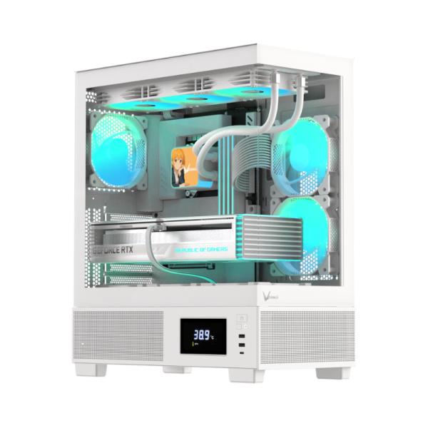 Gabinete para PC Formula V Line Crystal E1 Mid Tower Vidrio Templado Blanco