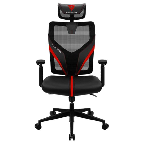 Silla ThunderX3 Yama1 Gaming Cuero Sintético + Malla Hasta 150kg Negro/Rojo