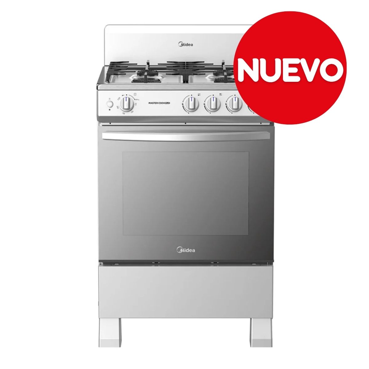 Cocina de Gas Midea MGS24FS1BIABG 24″ 4 Quemadores Gas Plateado