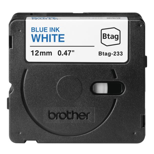 Cinta de Etiquetado Brother BTAG233 12mm X 4m Azul Sobre Blanco P-TOUCH
