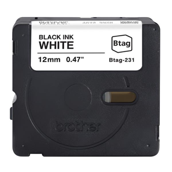 Cinta de Etiquetado Brother BTAG231 12mm X 4m Negro Sobre Blanco P-TOUCH