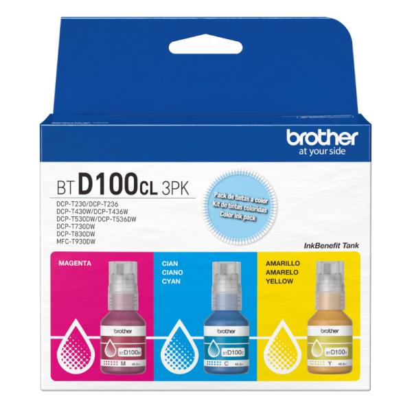 Tinta Brother BTD100CL3PKMEX Kit Cian Magenta Amarillo