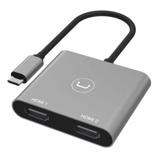 Cable AV Unno HB1103GY Adaptador USB-C a 2 HDMI 4K
