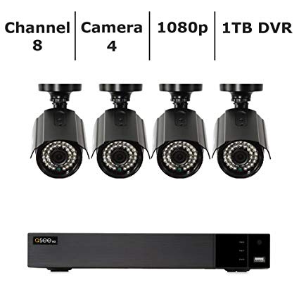 Sistema de Vigilancia Q-SEE 1080p DVR 8CH 4 Camaras 1TB