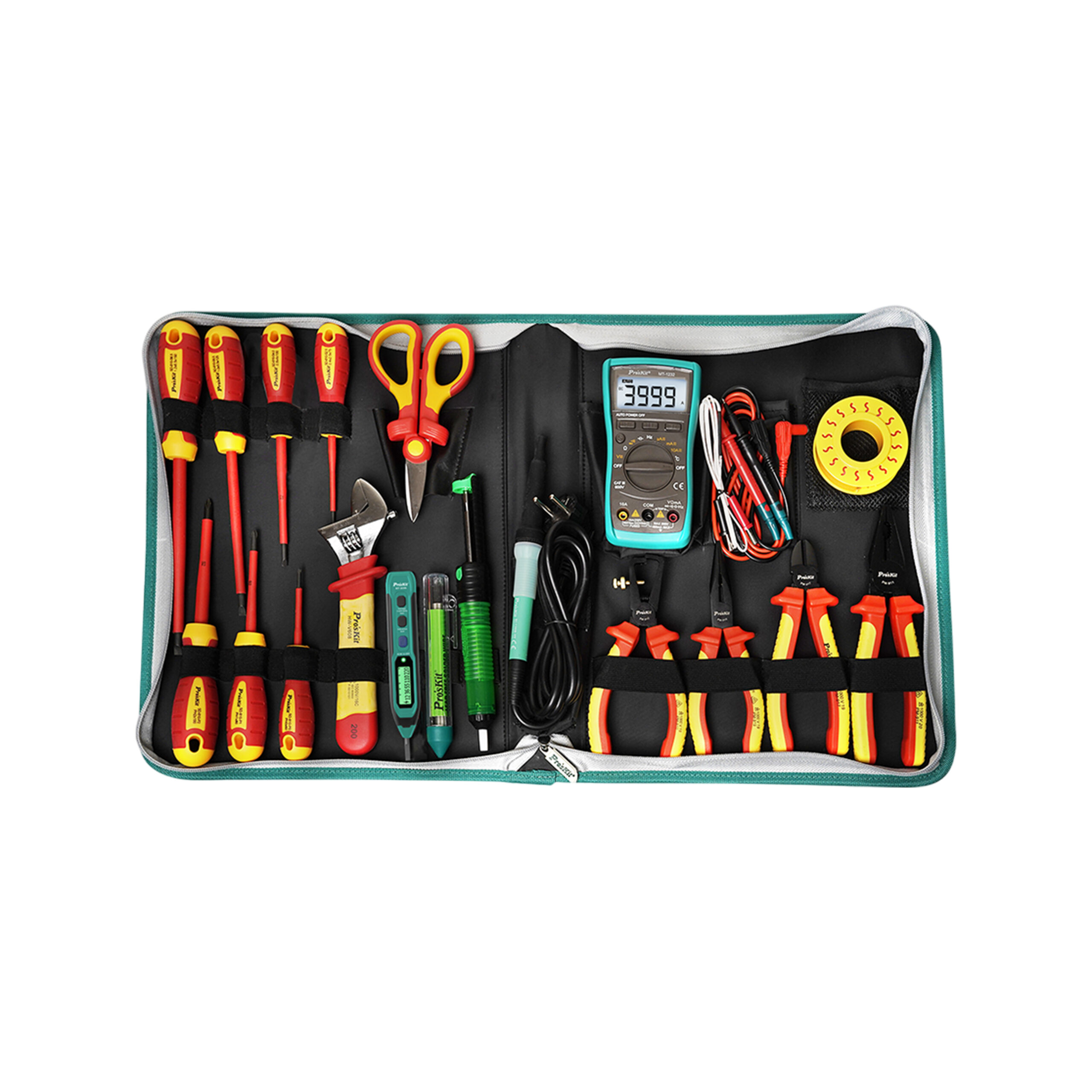 KIT PROSKIT HERRAMIENTAS ELECTRICAS,TESTER CAUTIN PROBADOR ALICATES DESATORNILLADOR PK-2810A