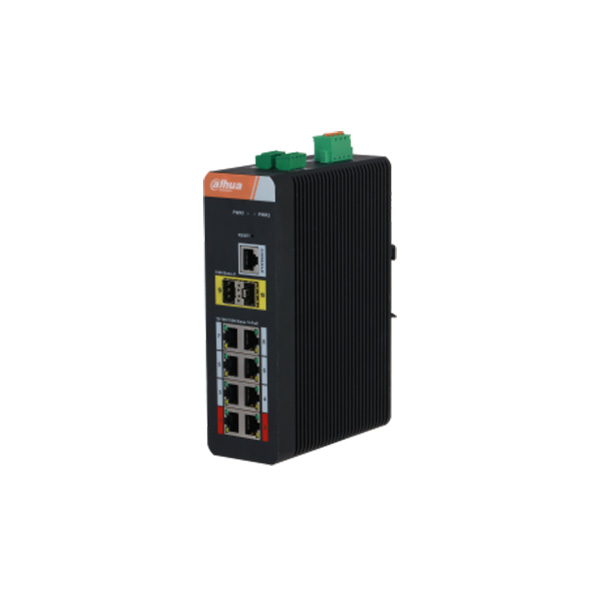 SWITCH DAHUA POE 10-PORT GIGABIT INDUSTRIAL SWITCH WITH 8-PORT POE (MANAGED) PFS4210-8GT-DP