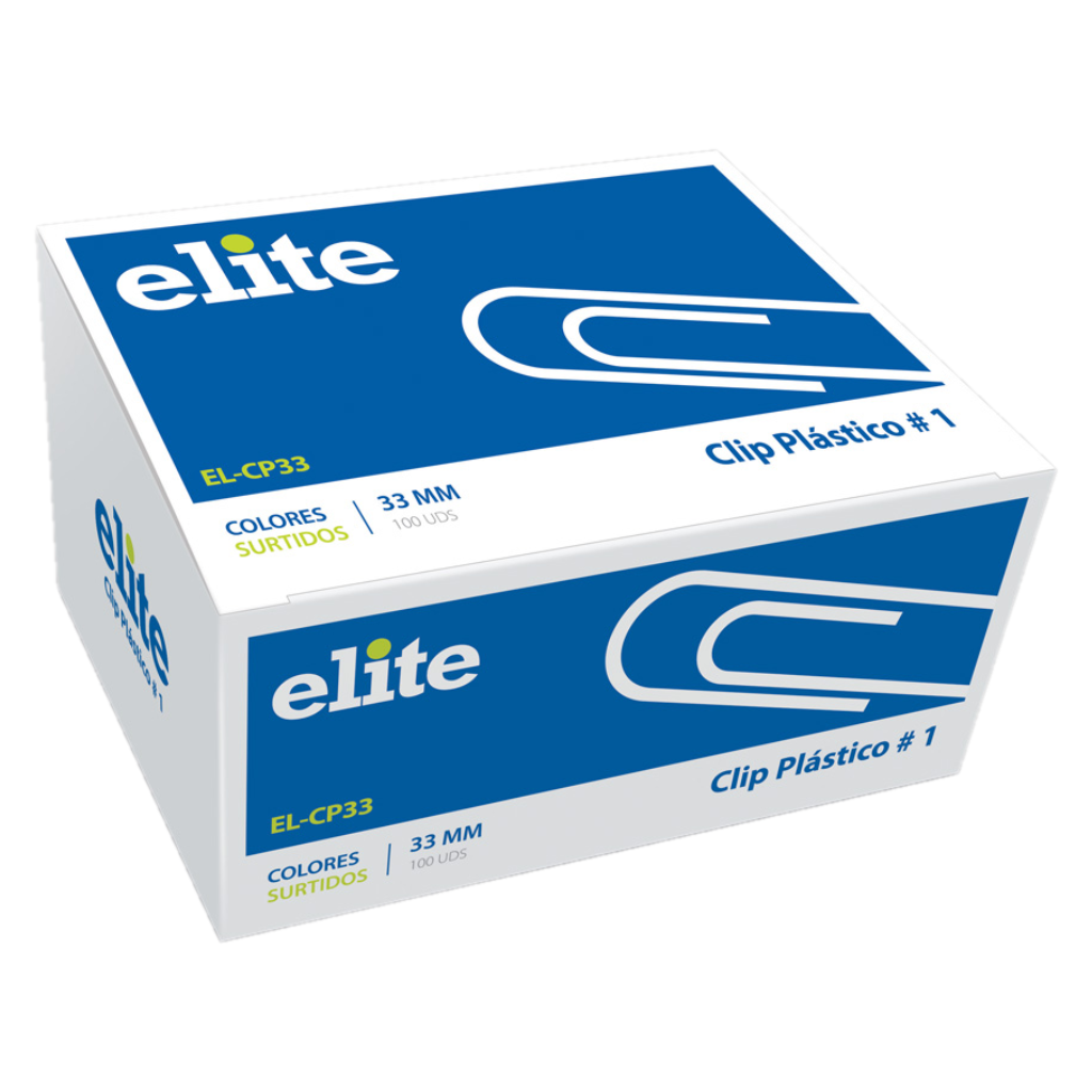 Clips Elite EL-CP33 33mm Plástico Colores Caja 100 Unidades Estándar