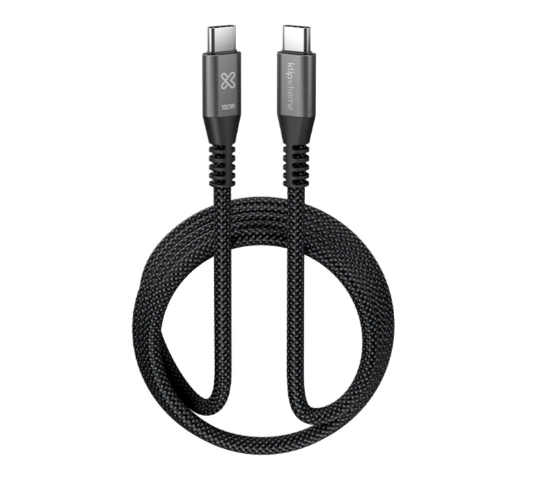Klip Xtreme - USB cable - 24 pin USB-C - 1.8 m - Black - 100W Braided Fast charging