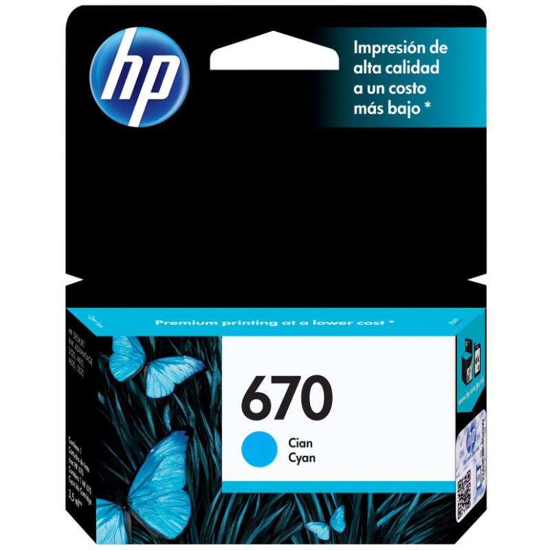 Tinta HP 670 Cartucho Cian 300 Páginas