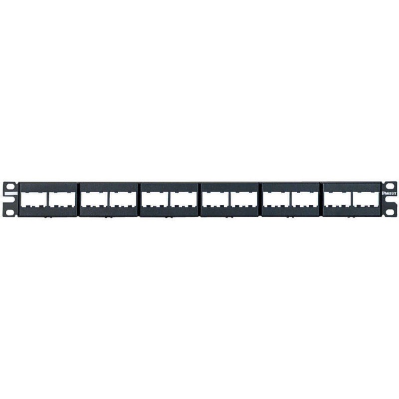 Panel de Parcheo Modular Panduit Mini-Com CPP24WBLY, 24 Puertos, 1U, 19", Diseño Plano, Acceso Frontal y Color Negro