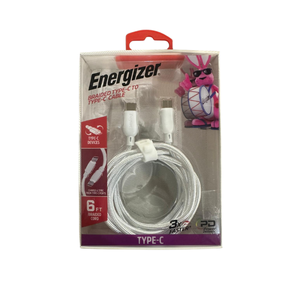 CABLE USB-C A USB-C 1.8 MTS TRENZADO BLANCO ENG-TC5BK ENERGIZER