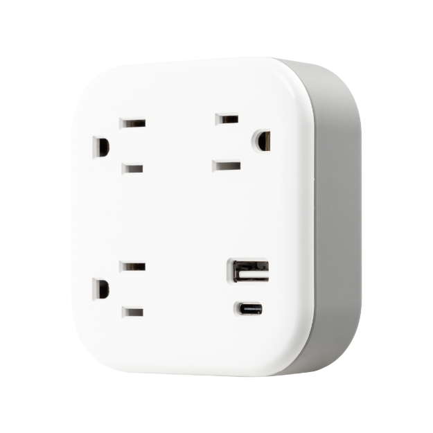ADAPTADOR AC PARED 1 A 3 TOMAS + 1 USB A + 1 USB C C/PROTECCION 980J 81787 GE