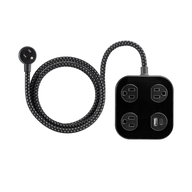 PROTECTOR DE PICOS 3 TOMAS 1 USB-C 1 USB-A 245 JOULES CABLE TEJIDO MARCA GE 82592