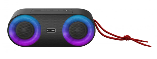 PARLANTE PORTATIL RECARGABLE CON LUZ IPX5 BT 20W FM SD AWSJ215 AIWA