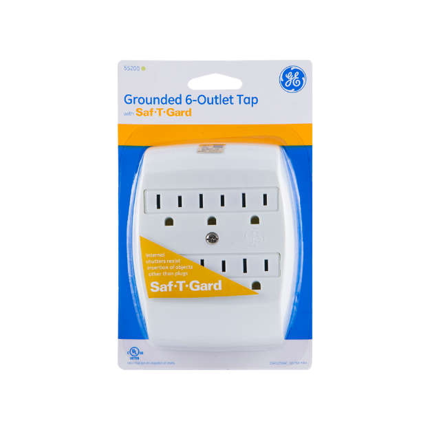 ADAPTADOR AC 1 A 6 TOMAS POLARIZADO BLANCO 55200 GE